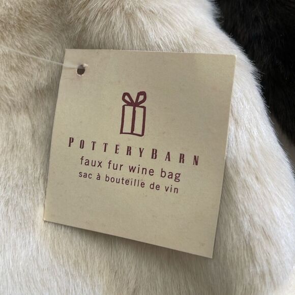 Pottery Barn Faux Fur Cream, Off-White Wine Holder NWT - Picture 7 of 8